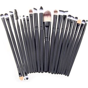 Jumada's - 20-delige Make-Up Kwasten Set - Zwart - Oogschaduw - Foundation - Poeder - Eyeliner - Wimper - Lip - Make Up Borstel - Cosmetische Beauty Tool Kit - Hot