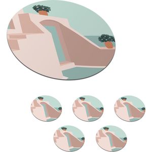 Onderzetters voor glazen - Rond - Zomer - Huis - Minimalisme - 10x10 cm - Glasonderzetters - 6 stuks