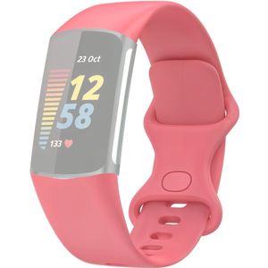 Horloge bandje geschikt voor Fitbit Charge 5 en 6 - Watch band Donker roze Large