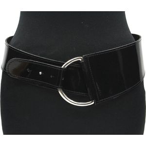 Thimbly Belts Dames afhangriem zwart lakleer - dames riem - 8.5 cm breed - Zwart lak - Echt Lak leer - Taille: 85cm - Totale lengte riem: 100cm