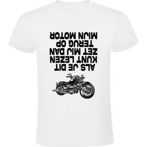 Als je dit kunt lezen zet mij dan terug op mijn motor Heren T-shirt - retro - motorrijden - motorrijder - biker - grappig