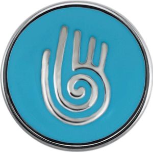 Quiges - Dames Click Button Drukknoop 18mm Hand Symbool Licht Blauw - EBCM249
