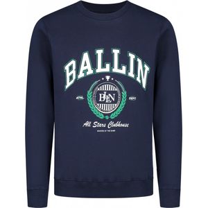 Ballin Amsterdam - Jongens Slim fit Sweaters Crewneck LS - Navy - Maat 10