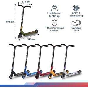 Insane² Stuntscooter Trickscooter Step - Belastbaar Tot 100 Kg - Aluminium Kern - Griptape Oppervlak - Wielen Met Hardheidsgraad Van 88 - Abec 9 Chromen Lagers - Grinding Deck - Hic Compressiesysteem - Tpr Handgrepen - Wrijvingsrem - Diverse Kleuren