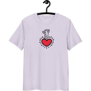 Love Life T-shirt - Unisex - 100% Biologisch Katoen - Lavendel - Maat S | Pop Art T-shirt| Mindfull T-shirt| By BitPopArt| Love T-shirt| Zomer T-Shirt| Mindfull Kleding| Leven T-shirt