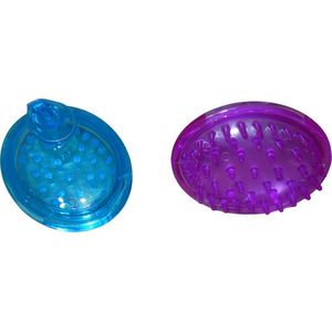 Hoofd huid borstel blauw-paars set van 2 stuks.