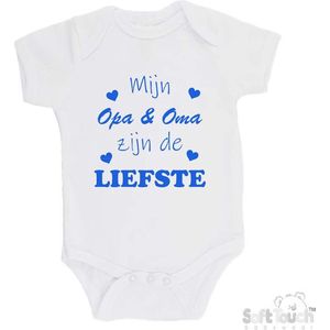 100% katoenen Romper ""Mijn Opa & Oma zijn de liefste"" Jongens Katoen Wit/blauw Maat 62/68