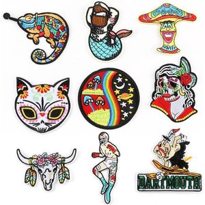 Cartoon dier Series -9 delige set -stof & strijk applicatie