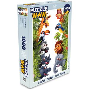 Puzzel Jungle - Dieren - Jongens - Meisjes - Giraf - Olifant - Kids - Legpuzzel - Puzzel 1000 stukjes volwassenen