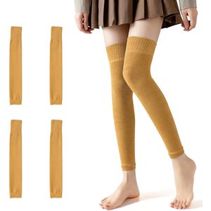Overknee sokken - 2 paar - 50 cm lang - natuurlijke breedte 8,5-9 cm - verdikte kniebeschermers - lange beenwarmers voor herfst en winter - beensokken - warme benen - verdikte hoge beenwarmers - geschikt voor buitengebruik in de herfst en winter