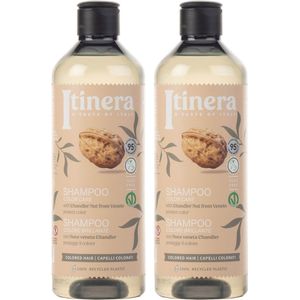 ITINERA - Shampoo voor gekleurd haar met chandler-noten uit Veneto, 95% natuurlijke ingrediënten, 370 ml x2