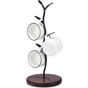 Koffiekopjesboom bekerhouder - koffiemok & theekopje opbergrek - koffiebaraccessoires & keukenorganizer - zwart - 4 haken