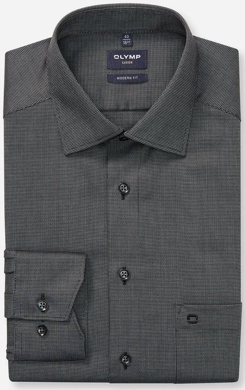 Olymp - Overhemd - Grijs - Geprint - Katoen