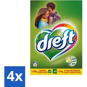 Dreft - Waspoeder - Witte en Gekleurde Was - Original - 15 Wasbeurten - Voordeelverpakking - 4 stuks