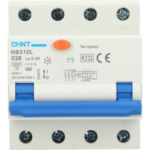 Chint aardlekautomaat 3-polig+nul 25A C-kar 300mA (2015C25300)