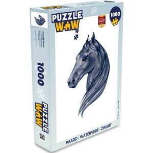 Puzzel Paard - Waterverf - Zwart - Meisjes - Kinderen - Meiden - Legpuzzel - Puzzel 1000 stukjes volwassenen