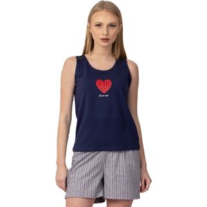 VANILLA - Heart dames shortama - Pyjamasets - Egyptisch katoen - PJ8925 - Donkerblauw - S