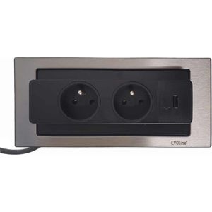 Evoline backflip rvs 2x stopcontact en USB-A lader