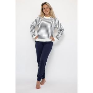 Joggingpak dames, Huispak dames - Bretonse streep ecru/marine - Maat XL