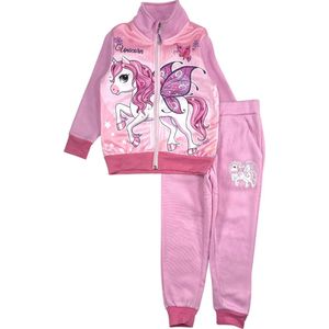 Unicorn / Eenhoorn Set - Joggingpak / Trainingspak / Vrijetijdspak - Roze - Maat 92/98