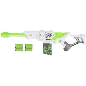 Eddy Toys Shooter Speelgoedpistool - 10 foampijlen - wit/groen - 74 cm