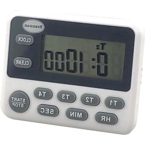 Digitale keukentimer - 4-weg afteltimer en klok 24 uur - grote gemakkelijk af te lezen displaystandaard en magneetachterkant