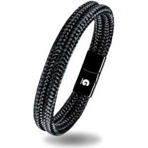 Touw armband Zwart Premium 21,5cm Galeara Design Noa
