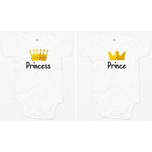 Rompertjes - Prince & Princess-Wit-0-3 Maanden