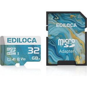 32 GB Micro SD-kaart met SD-adapter - UHS-I TF-kaart - Leessnelheid tot 90 MB/s - Full HD video-opname - Compatibel met smartphones, camera's, dashcams en drones