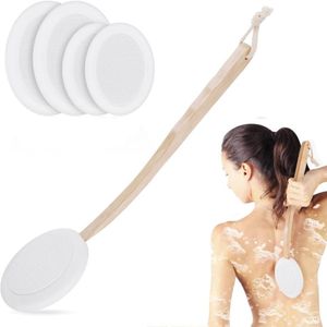 1 set - Badborstel - Rugcrème applicator - Lotion applicator met lange steel - 2-in-1 lichaamsborstel - met handvat - voor aanbrengen en douchen - Wit - geschikt voor lotions, crèmes, zonnebrandcrèmes