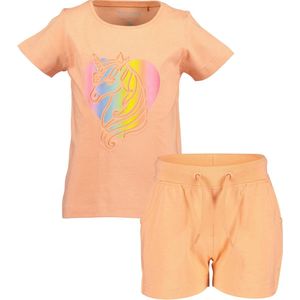 Blue Seven Mesjes kleding set Shirt Unicorn en Short Perzik