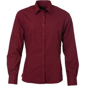 James and Nicholson Dames/dames Poplin-shirt met lange mouwen (Wijn Paars)