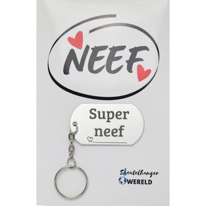 Super neef Sleutelhanger inclusief kaart - neef cadeau - neef - Leuk kado voor je neef om te geven - 2.9 x 5.4CM