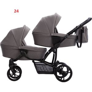 Bebetto 42 Duowagen - Tweeling kinderwagen - duo buggy 2 in 1 (2 wiegen + 2 zitjes) color 24