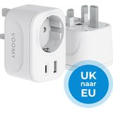 Voomy Reisstekker Engeland/UK - Wereldstekker Type G - USB-C & USB-A - Wit