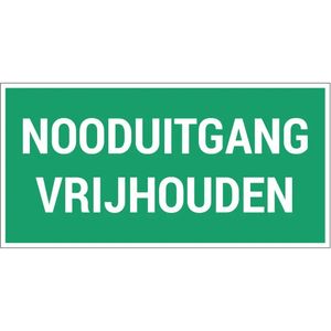 Nooduitgang vrijhouden bord - Dibond - 20 x 10 cm