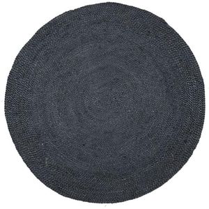 Rocaflor-Vloerkleed-gevlochten-jute-zwart-rond-ø-120cm