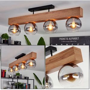 BELANIAN - Moderne glazen houten plafondlamp - Mooie woonkamer 4 delig lamp - Industriële plafondlamp