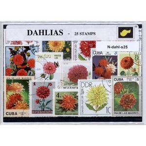 Dahlia's  – Luxe postzegel pakket (A6 formaat) : collectie van 25 verschillende postzegels van dahlia's – kan als ansichtkaart in een A6 envelop - authentiek cadeau - kado - geschenk - kaart - composieten - dahlia - bolgewas - plant - kleurig