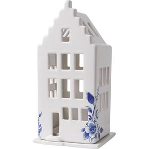 Waxinelichthouder - Trapgevel - 17 cm - Delfts blauw - Grachtenhuisje - Holland souvenir - Hollandse cadeautjes