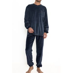 Velours heren pyjama - winter - antraciet - maat M