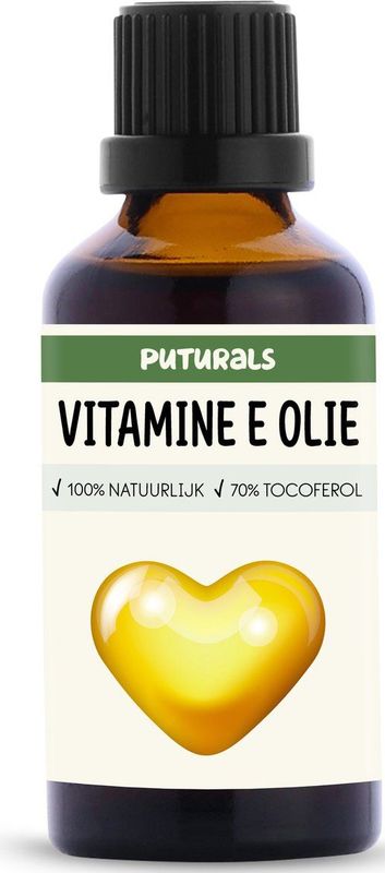 Puturals Vitamine E Olie 100% Natuurlijk - 50ml - Tocoferol 70% - Vitamine E Olie voor Gezicht, Huid en Haar - Puur en Vegan