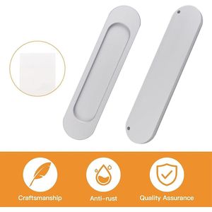 Allecto Plus - Ovale Zelfklevende Schuifdeur Trekt, 2 Stuks Zilver Aluminium - Handvat voor Schuifdeur, Ramen en Kasten/15 cm