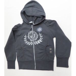 Gilet - Meisje - Donker grijst - Sweat met kap en rits - 6 jaar 116