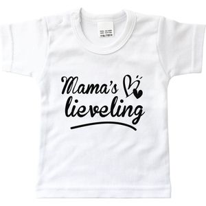 Kinder - t-shirt - Mama's lieveling - maat: 98 - kleur: wit - 1 stuks - mama - moeder - kinderkleding - shirt - baby kleding - kinderkleding jongens - kinderkleding meisjes
