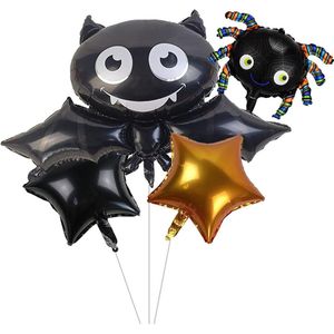 Decoratieve Halloween vleermuisballonnen set - 4 stuks vleermuisfolieballonnen - Horrordecoratie voor buiten - Tuindecoratie - Sterballon