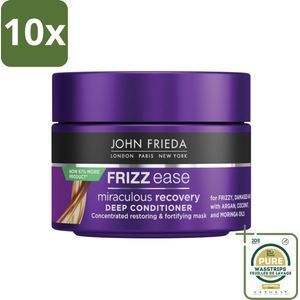 10 x John Frieda – Haarmasker – Frizz Ease – Voedend en herstellend – 250 ml - Grootverpakking - Koffie - Koffiezetapparaat - Koffiezetapparaat