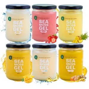 Tropische collectie - 6 Smaken Sea Moss gel - Superfoods - 92 Mineralen - Supplementen - 300 ml - Irish moss - Immuunsysteem - Gezonde huid - 12 weken verpakking