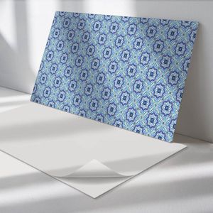 Wallfluent Vinyl Wandpaneel - Patroon met siermotieven Vinyl Wandbekleding - 120 cm x 60 cm - Blauw PVC wandpaneel - Verpakking van 1 stuk - Rechthoekig Wandbekleding Vinyl - Patroon Wandpaneel - Zelfklevend Muurpaneel - Wandpaneel Keuken en Badkamer