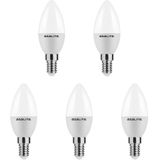 Asalite - LED Lamp C37 - Kaarslamp - 6W = 40W - 510 Lumen - 4000K Neutraal Wit Licht - 5 stuks
